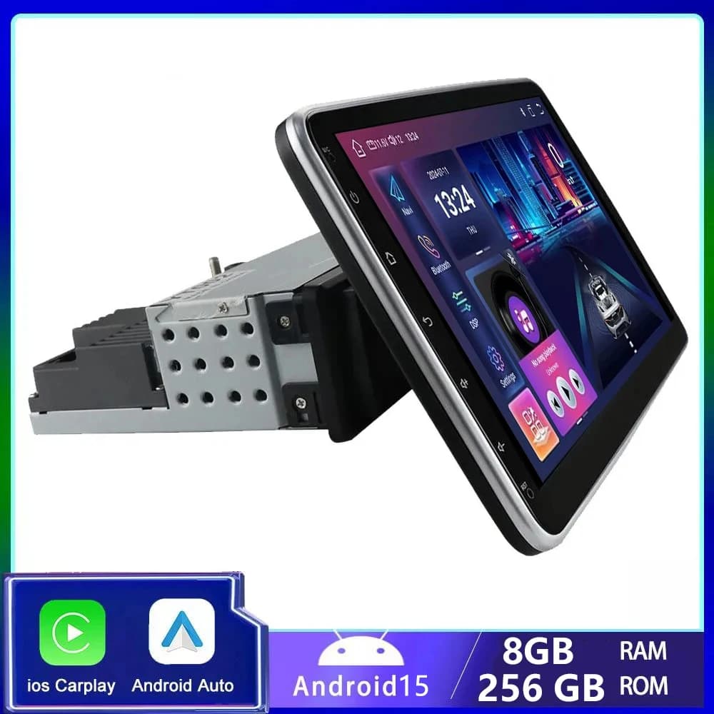 Wireless CarPlay Android 15 1Din Girevole universale AutoRadio Lettore video multimediale Autoradio GPS Navi Audio stereo 4G SWC