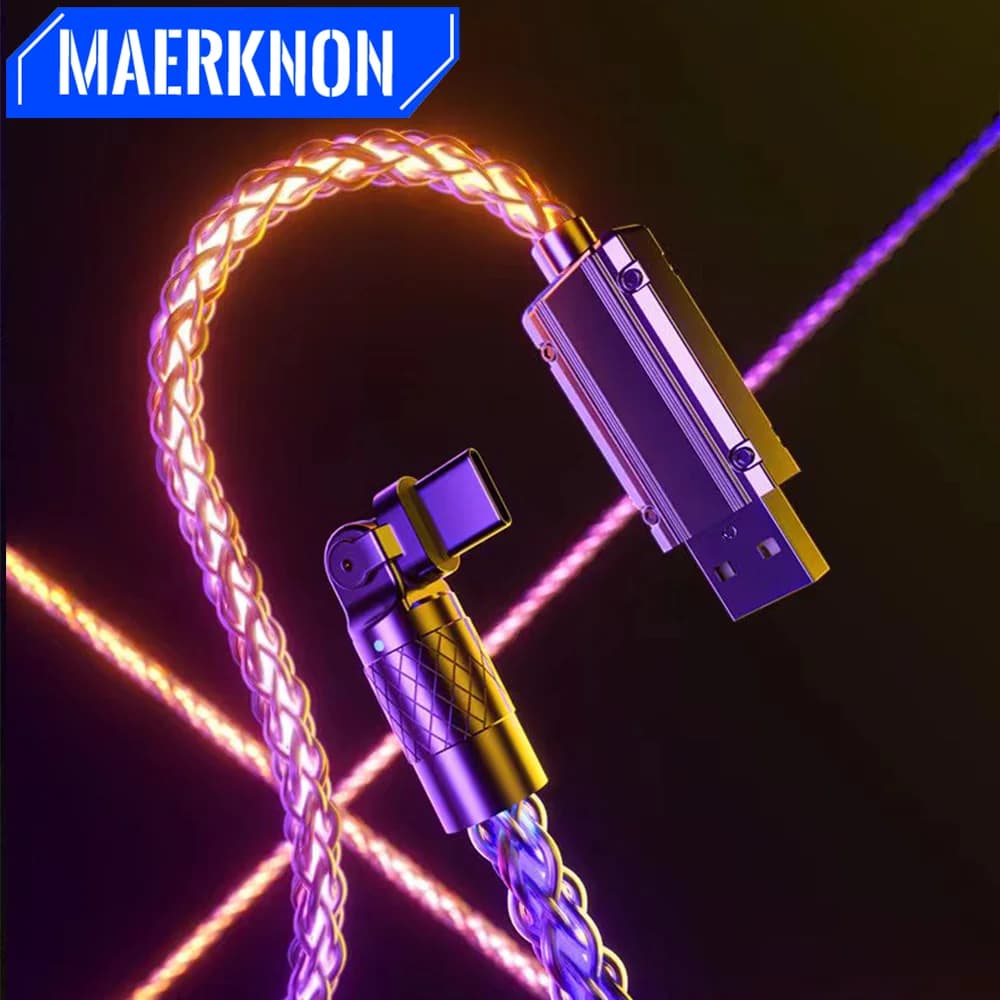 Cavo USB C illuminato 6A Cavi dati di ricarica rapida per Xiaomi Redmi Cavo dati telefono Samsung Cavo USB C-C graduale colorato RGB