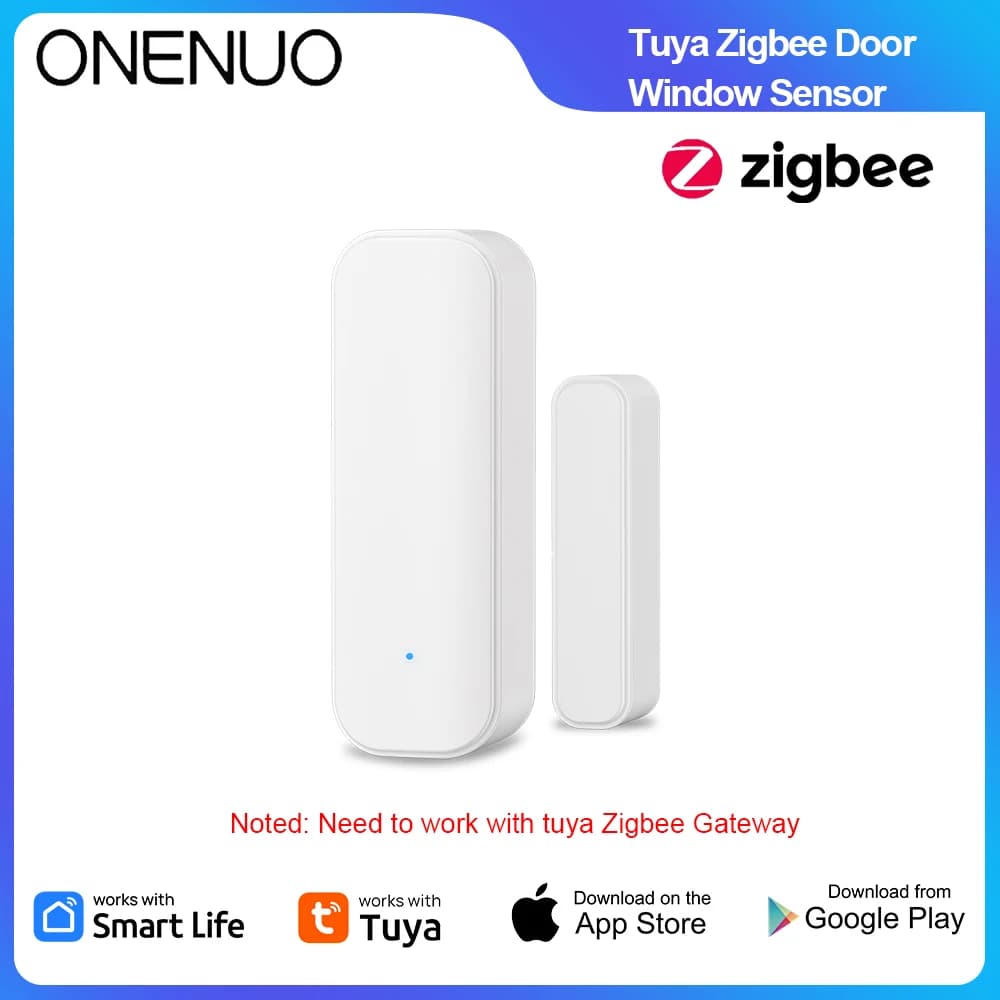 Sensore per Porte e Finestre Tuya Zigbee con Batteria AAA, Sistema di Allarme per Casa Intelligente, Controllo Vocale tramite Alexa e Google Home