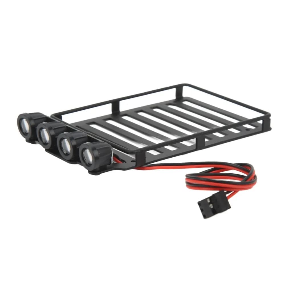 Plastic Roof Rack Luggage Carrier With LED Light 1/24 Scale RC Roof Rack Part for Axial SCX24 1/24 RC Crawler Car