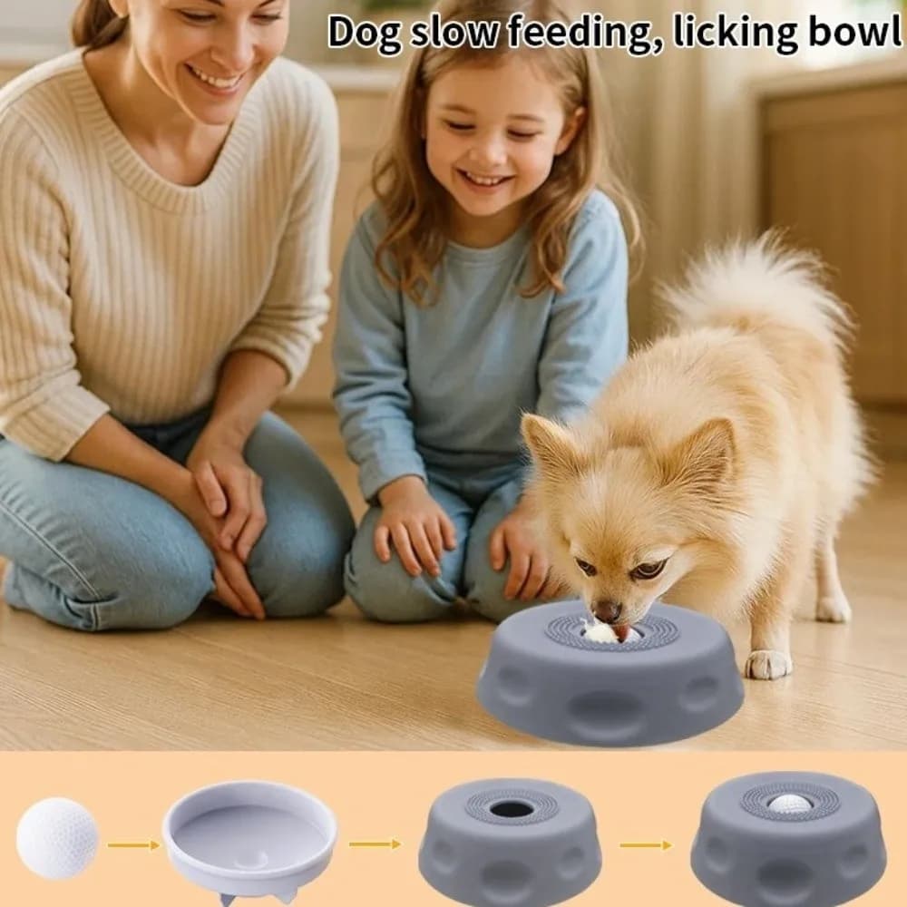 Ciotola per cani in silicone alimentare con palla rotolante antiscivolo, ciotola anti-ingozzamento per snack e ricchezza sensoriale per animali domestici