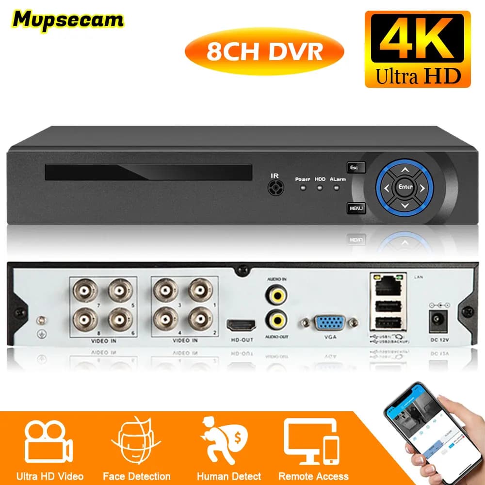 4K 8MP Sicurezza CCTV DVR Smart Home Face Detection 8CH AHD/DVR/XVI 6in1 8M-N H.265 + Videoregistratore ibrido per telecamera AHD TVI CVI