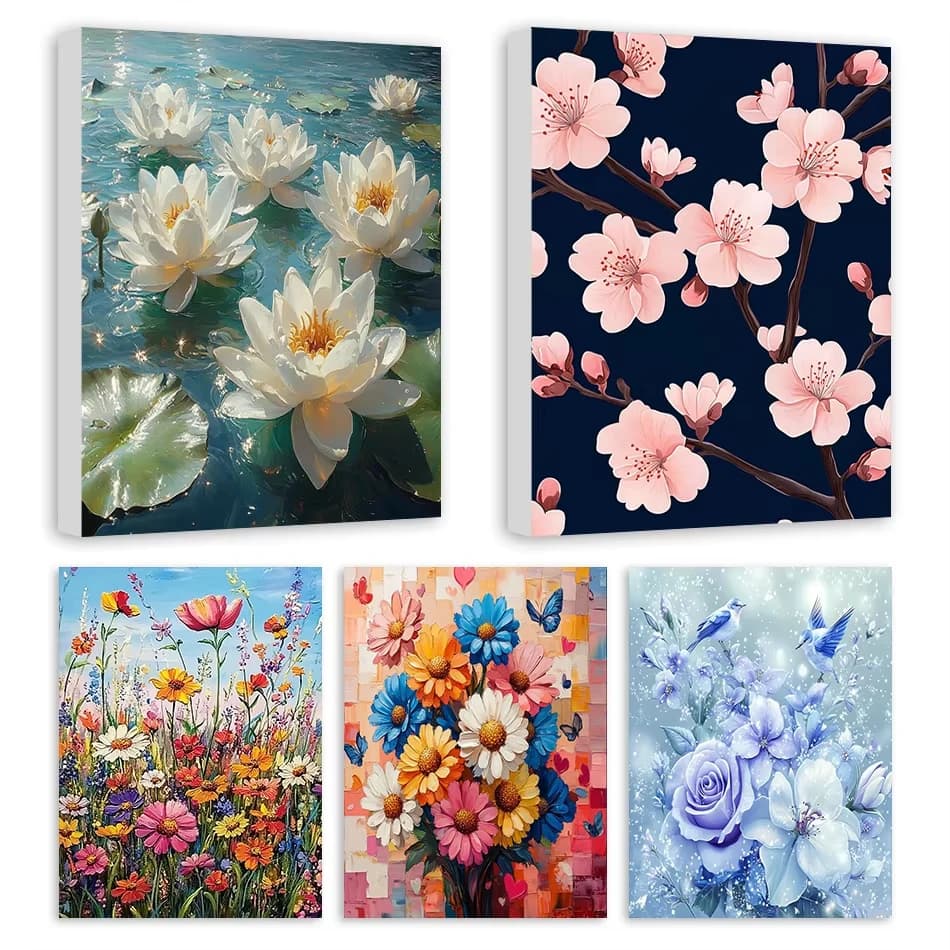 Oil Painting By Numbers Flower Art Digital Painting Canvas Arts Crafts Advanced Images Picture Drawing Home Decoration