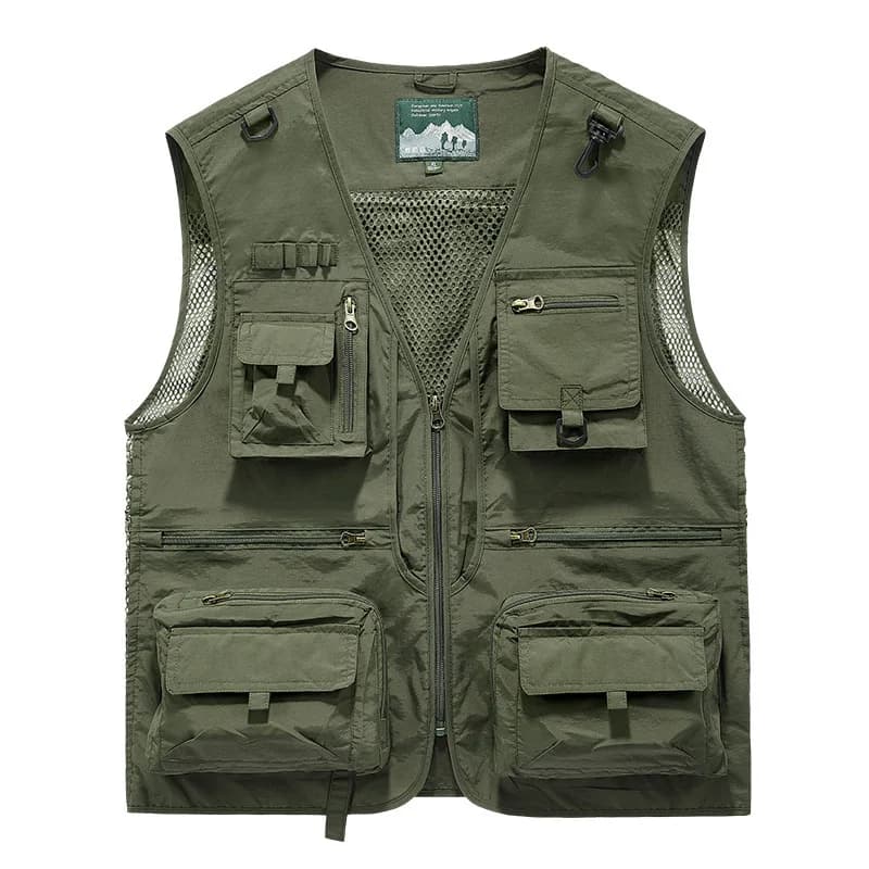 Men Breathable Mesh Quick-Dry Gilet Multi-Pocket Outdoor Sleeveless Waistcoat Casual Fishing Photography Vest For Hiking Travel