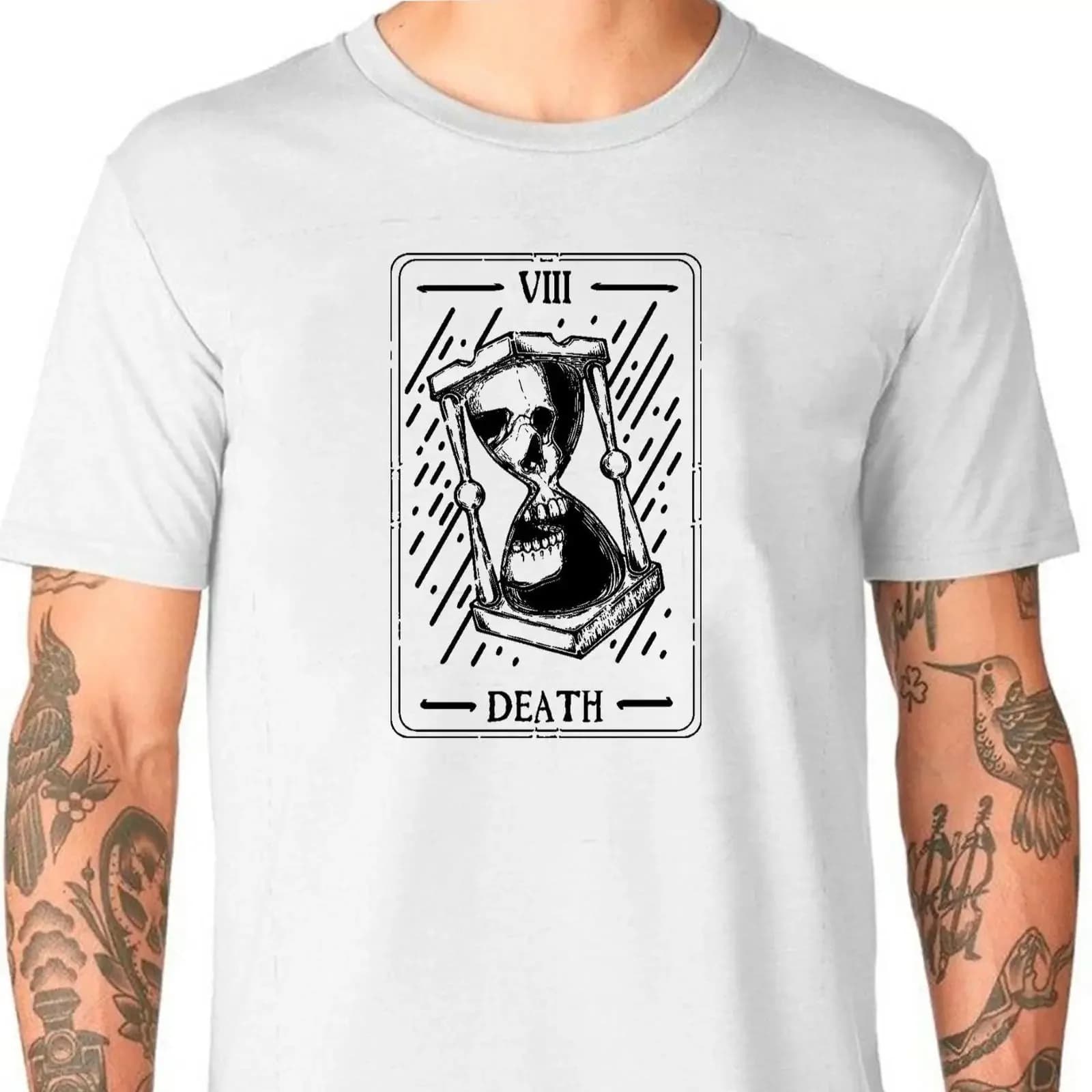 Death Tarot Card T Shirt Uneek Fun Novelty Parody vintage Washed Slightly Top For Everyday Wear fashion Stretched Soft homme