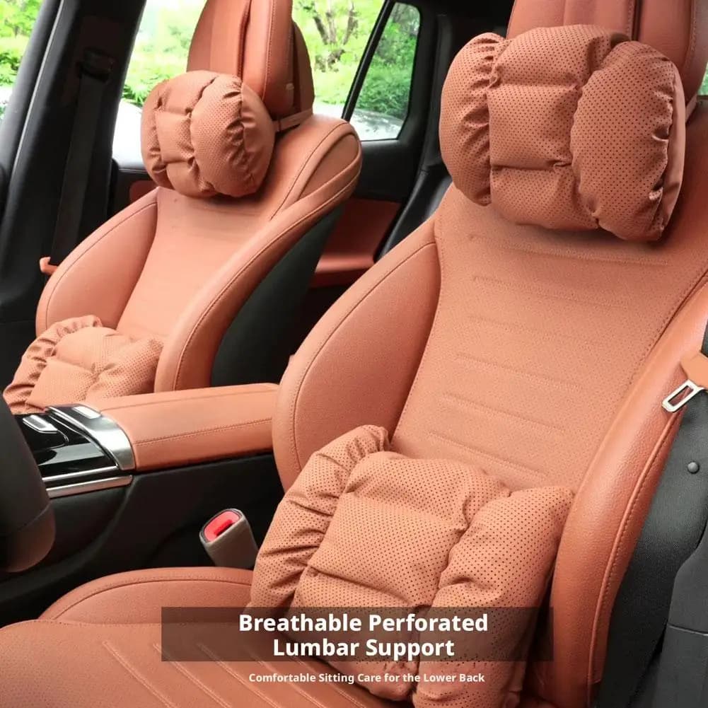 Cuscino Morbido in Pelle Nappa Traforata per Poggiatesta e Supporto Lombare Auto, Accessori Auto, Cuscino per Collo e Vita C5Q7