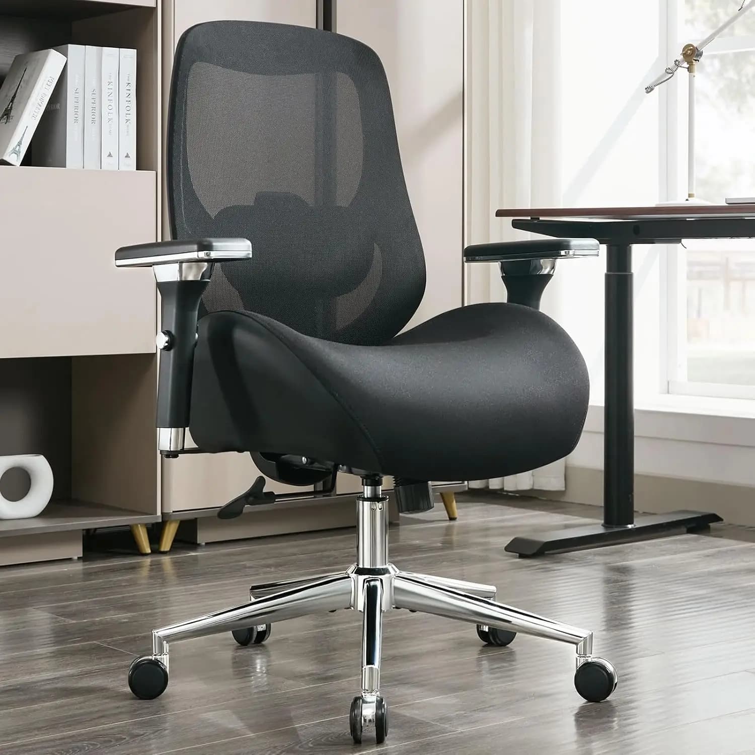 Sedia da ufficio grande e alta da 750 libbre con ampio cuscino del sedile spesso per persone pesanti Sedie da scrivania ergonomiche in rete per computer