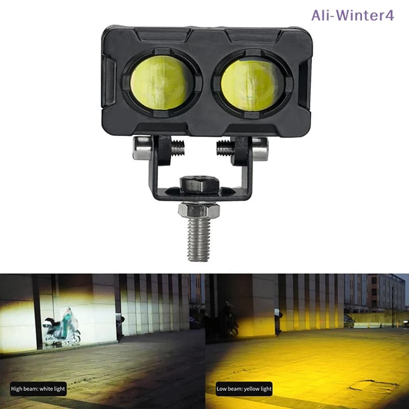 【Winter4】1 Pezzo Fari Fendinebbia a LED per Moto, Luci di Guida a Doppio Colore, Barra Luminosa da Lavoro, Fari Ausiliari per Moto