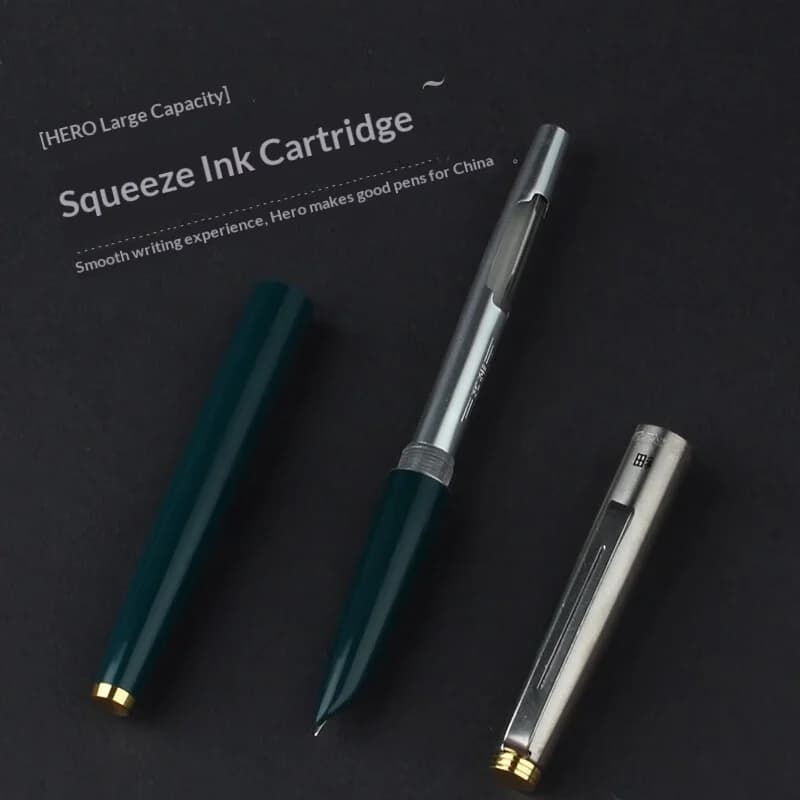 HERO 329 Dark Pointed Extremely Fine Fountain Pen,0.38mm Classic Retro Minimalist,School Practice Calligraphy Iridium Gold Pens
