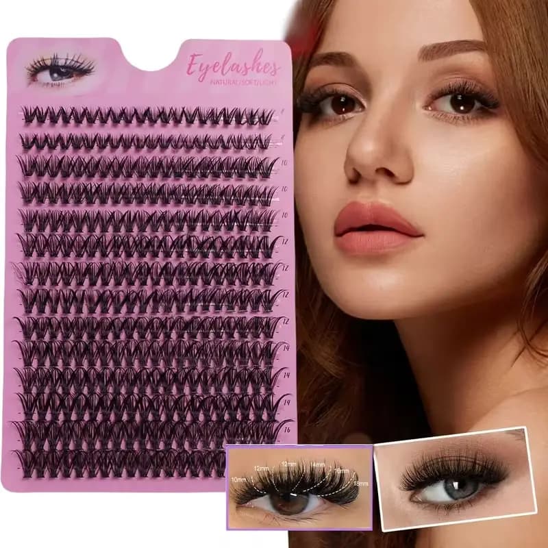 Ciglia a Ciuffetti 280 pz 40D Extension Ciglia Fai da Te Curvatura D Ciglia Individuali Lunghe Vassoio Misto Extension Ciglia 0.07 0.10 Nere (40D)
