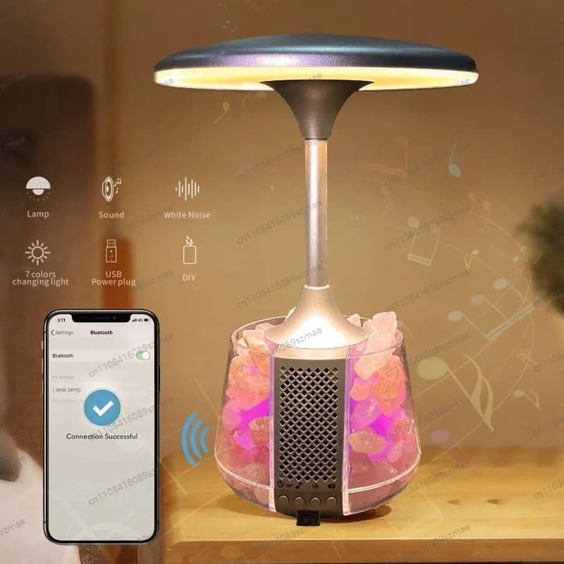 Luce notturna LED multifunzionale con audio a rumore bianco, altoparlante Bluetooth con luce ambientale, luce da comodino per camera da letto