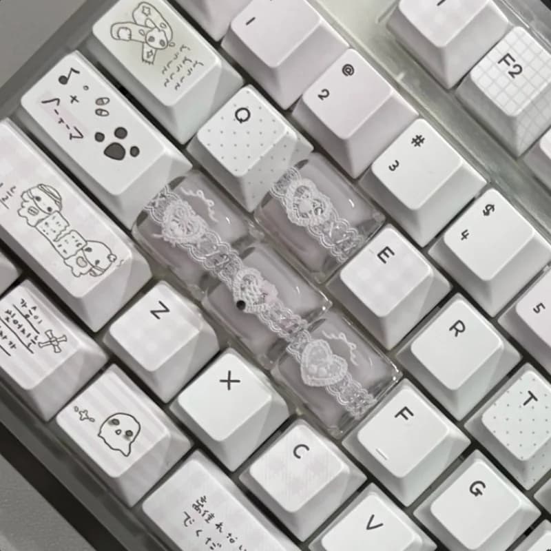 Handmade Lace Bow Heart Artisan Keycap XDA Profile Cute Resin Custom Keycaps for Cross Stem Mechanical Keyboard WASD 1U Key Cap
