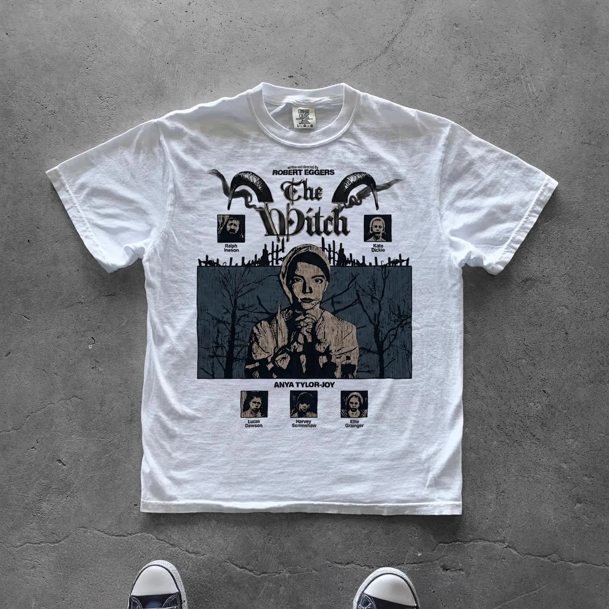 Summer Women's Retro The Witch Graphic T-shirt Pure Cotton and Breathable Short Sleeve Streetwear Oversized Loose Casual