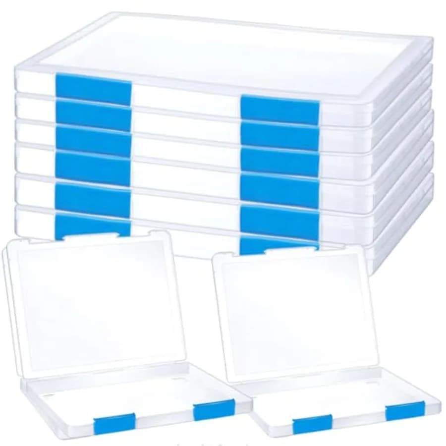 6 Pack A4 File Portable Project Case, Plastic Storage Box for 8.5" x 11" Letter Paper, Documents Magazines Holder Scrapbook Pap