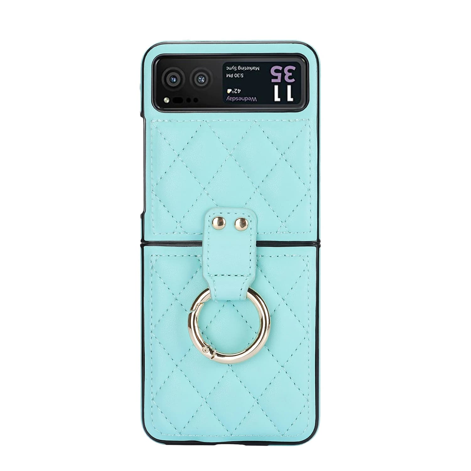 Custodia in pelle PU trapuntata con anello in metallo alla moda di lusso per Motorola Razr 50 Ultra 40 Custodia per telefono anticaduta Ultra