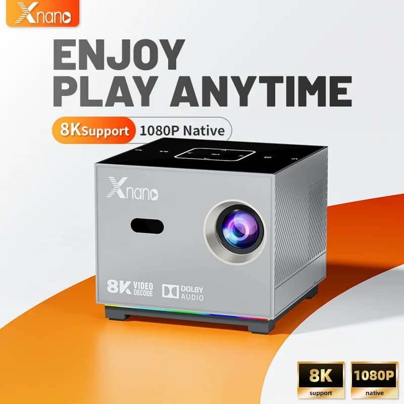 Mini proiettore per riunioni Android supportato Suono stereo 720P HD Gioco di film Proiettore portatile Illuminazione colorata Home Cinema a LED
