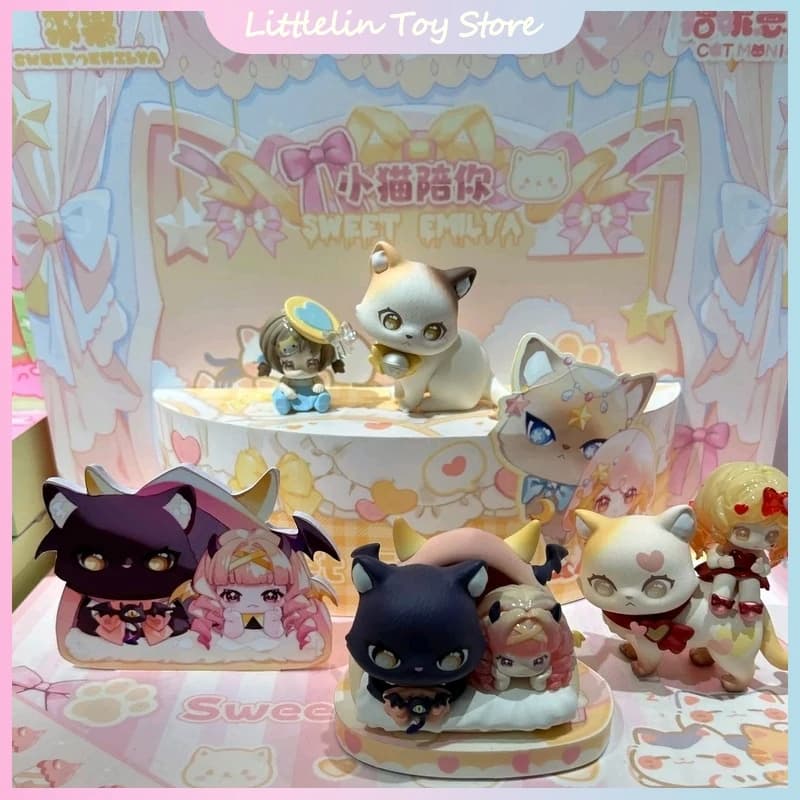 Genuine Sweet Emilya & Cat Moni Kitten Companion Series Blind Box Cute Cat Desktop Decoration Mystery Box Girl'S Surprise Gift