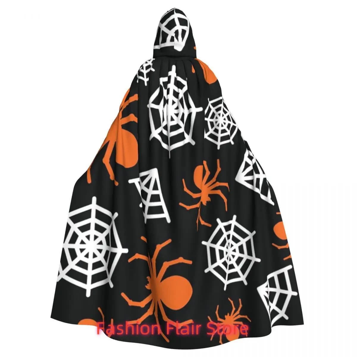 Halloween Spider And Spider Web Long Hooded Cloak Witch Medieval Costume Cosplay Cape HalloweenCoat Adult Unisex