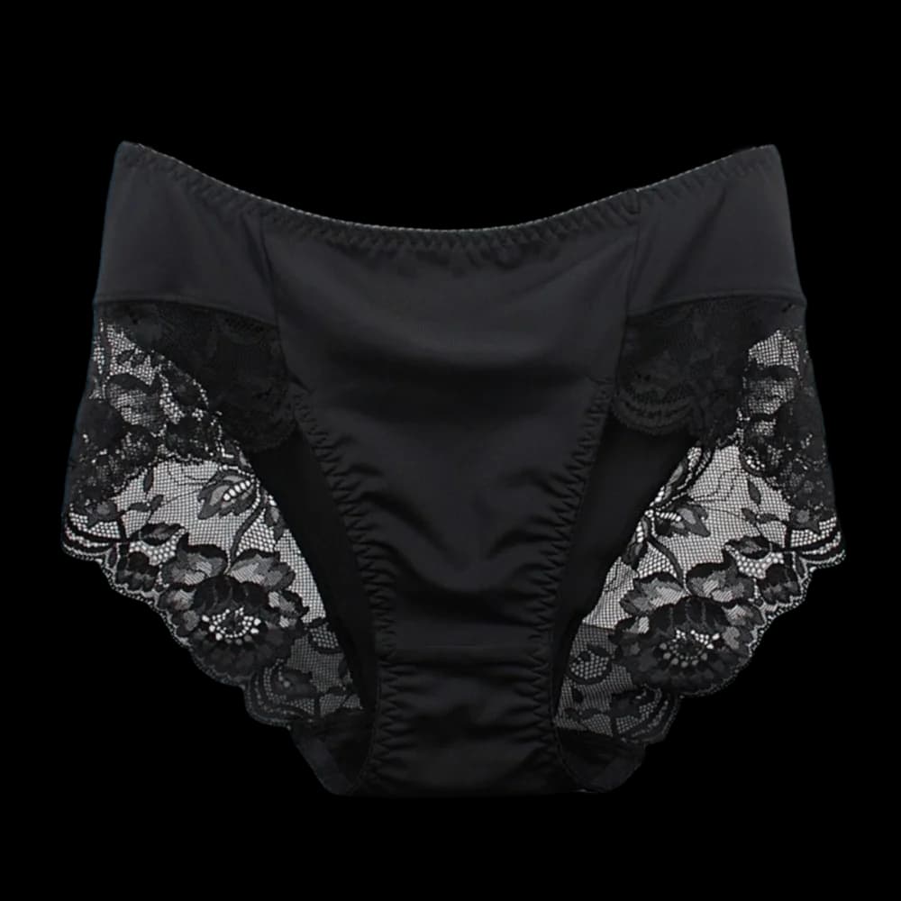 Mutandine in pizzo a vita media con inserti in rete e fondo in cotone, intimo floreale taglie forti da donna, regali
