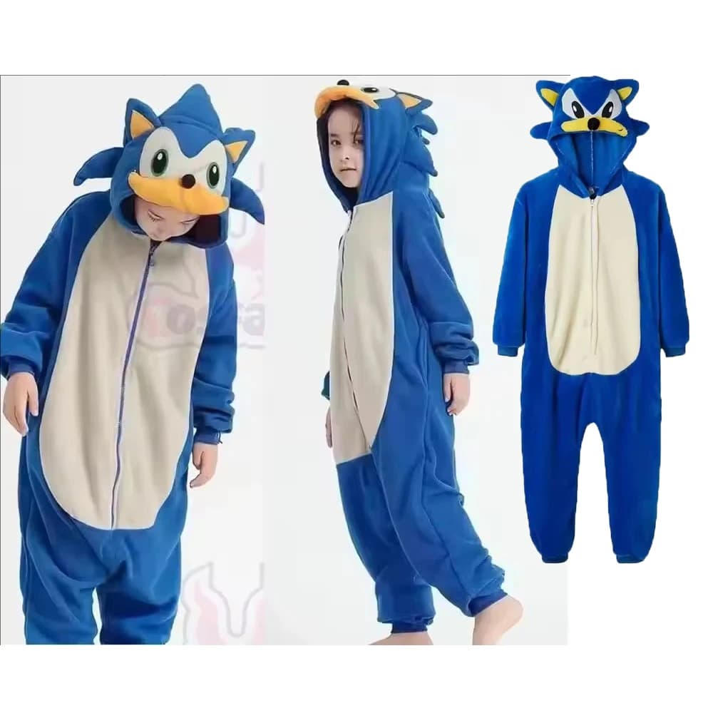 Nuovo Egel Tutina Pigiama Hedgehog Sonic Tutina Bambini Pigiama Coral Fleece Cartoon Jumpusuit Indumenti da notte Autunno Inverno Flanella Casa Clo