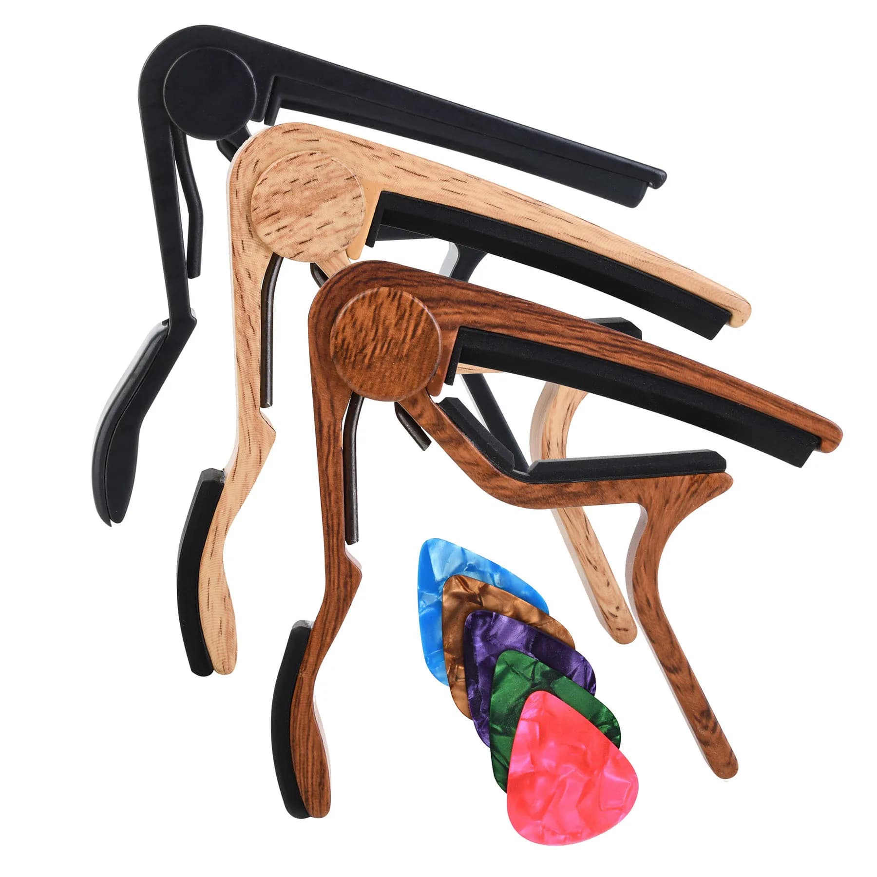 Capotasto per chitarra acustica/elettrica + 5 plettri