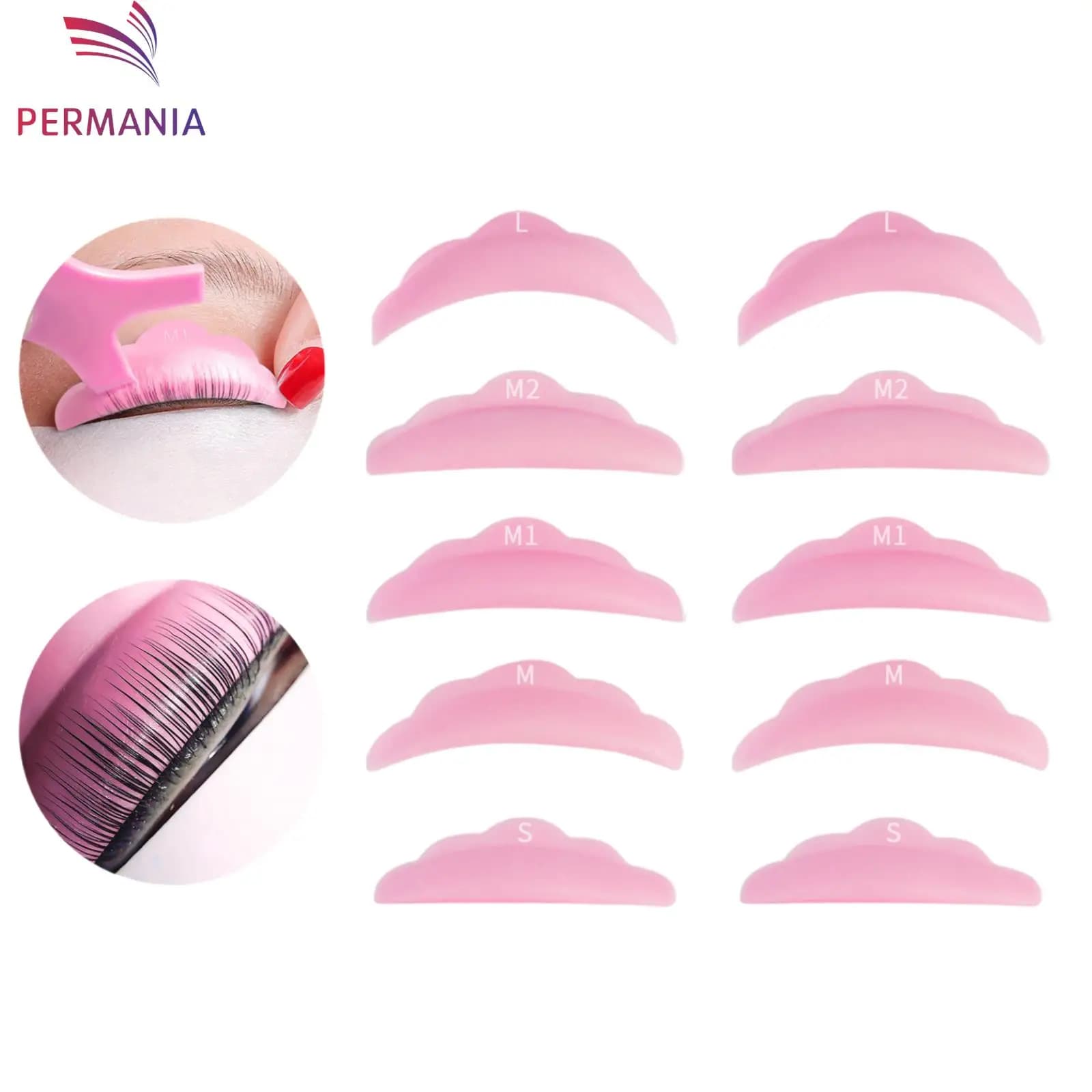 Permania 5 Pairs Silicone Lash Lift Rods Lamination Pad Eyelash Perming Spacer Reusable 3D Lashes Curler Applicator Makeup Tool