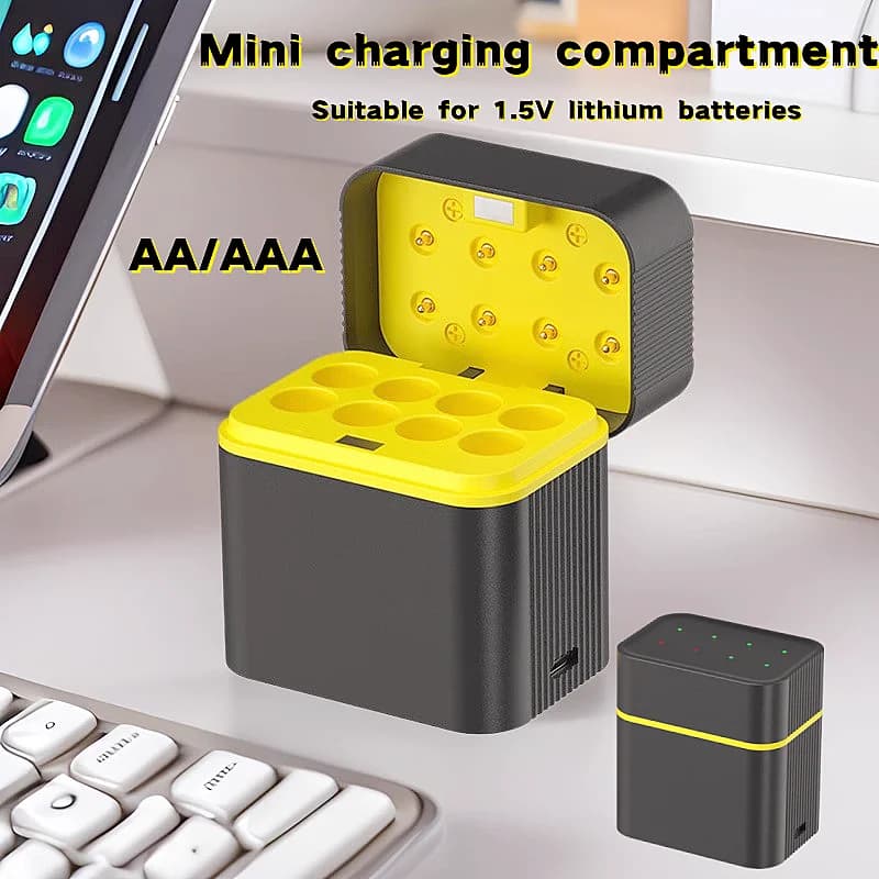 8PCS Battery Charger for1.5V AAA/AA Rechargeable lithium Batteries Intelligent 1200 Times Recycle Fast USB Charger for Toy Game