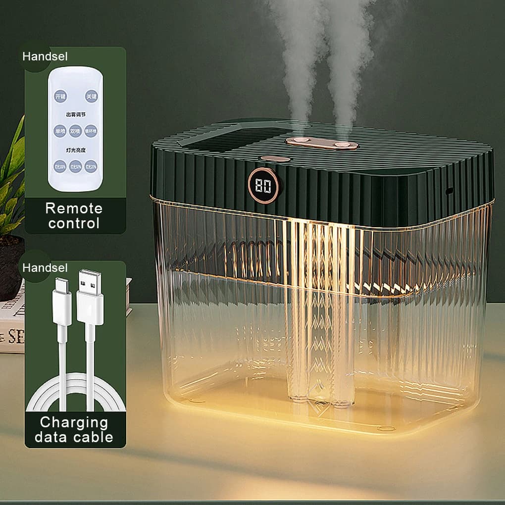 Transparent Humidifier 5L Large Water Tank Double Nozzle Remote Control Cold Fog Aromatherapy Diffuser of essential oils