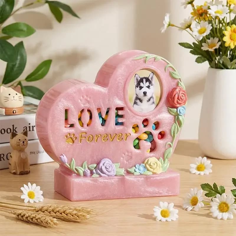 Stampo in resina epossidica fai da te a forma di cuore per cornice portafoto di animali domestici, ornamento commemorativo in resina/gesso per gatti e cani che riposano (1 pz)
