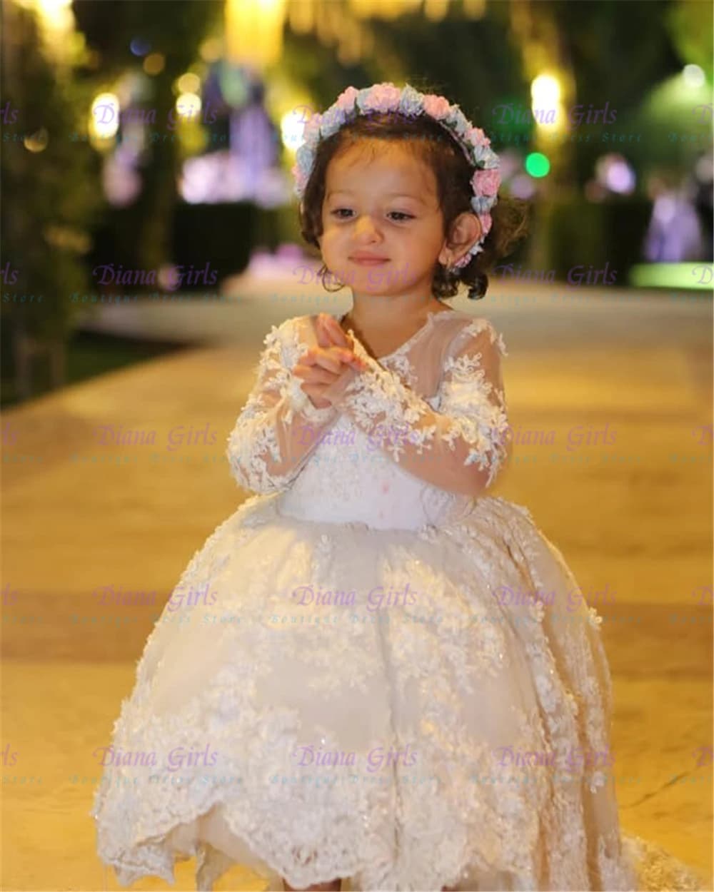 White Lovely Flower Girl Dress Tulle Fluffy Lace Applique for Wedding Little Princess Wedding Birthday Party Evening Ball Gowns