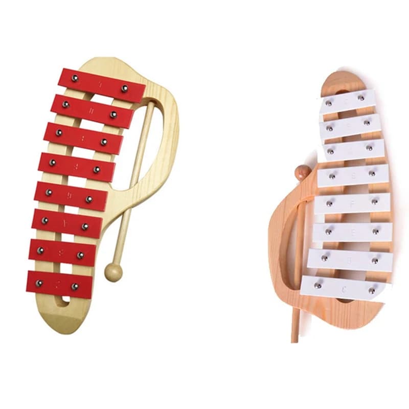 AD10 Bussare a mano Xilofono Glockenspiel con mazze 8 toni Foglio di alluminio Strumento musicale in legno Giocattolo educativo prescolare F