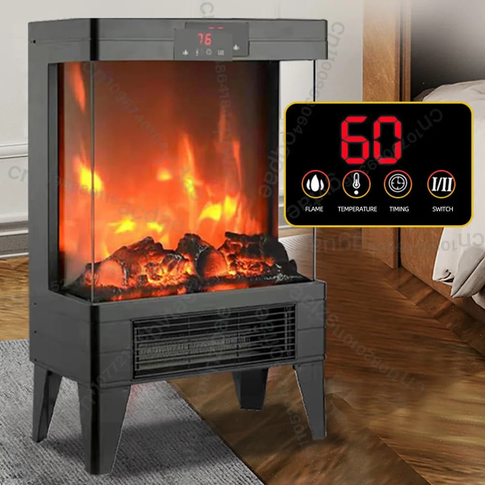 Stufa Elettrica 3D con Effetto Fiamma per Interni, Ventilatore Riscaldante Senza Fumo, Calentador Electrico Pared