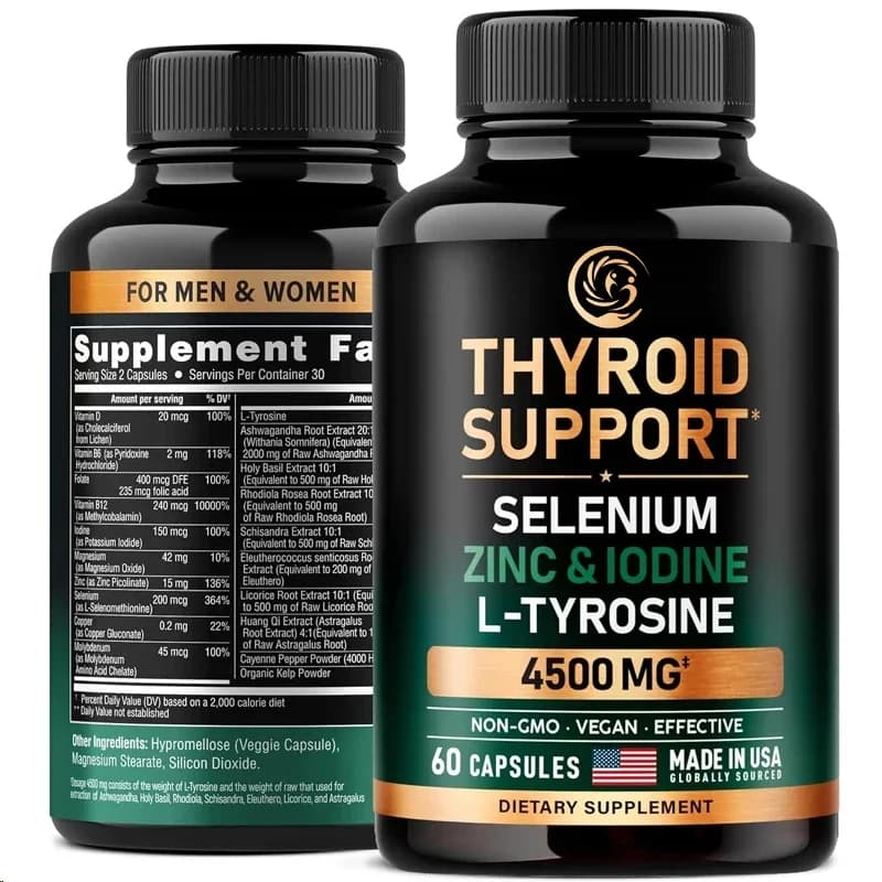 Female thyroid supplement from 60 capsules -20 in 1 antioxidant and immune support - vegetarian, non-GMO