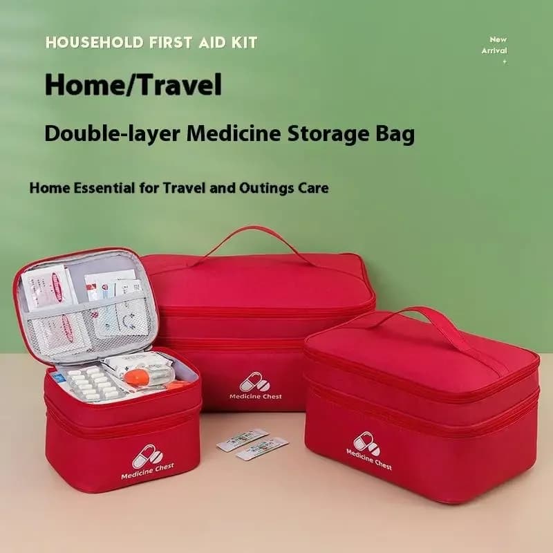 Home Travel First Aid Kit Double Layer Classification Storage Drug Sorting Bag Oxford Cloth Epidemic Prevention Pouch