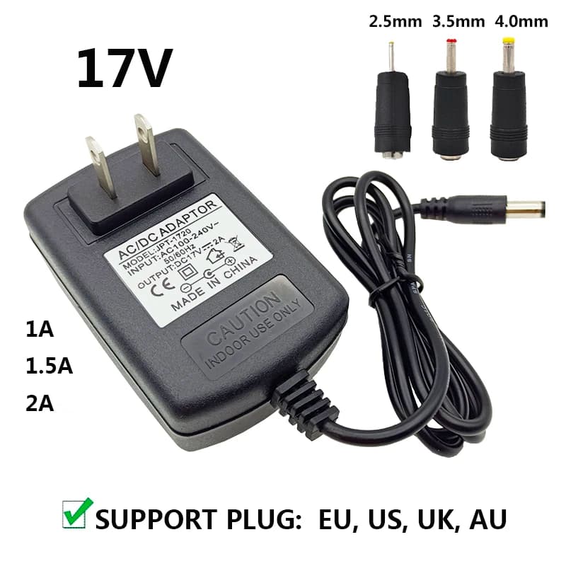 DC17V 17V 2A AC DC Power Supply UK AU Wall Power Adapter AC 100-240V 220V to 17 Volt 1A 1.5A Converter DC 5.5*2.5mm EU US Plug