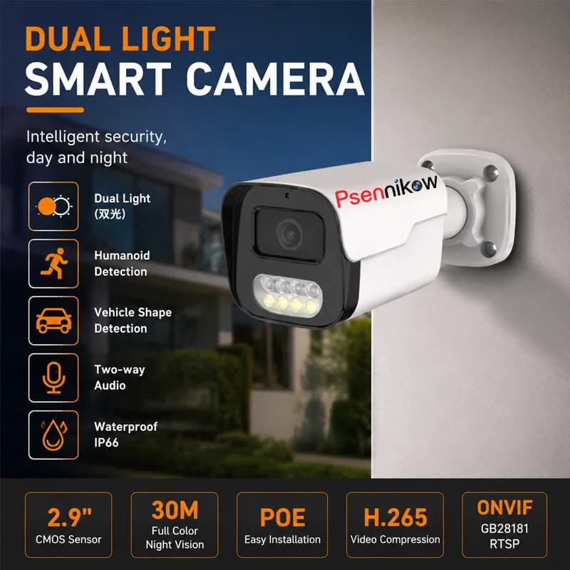 Psennikow 4MP 5MP 8MP IP Camera Outdoor POE H.265 Motion Detection CCTV Color Night Vision Security System Surveillance Camera