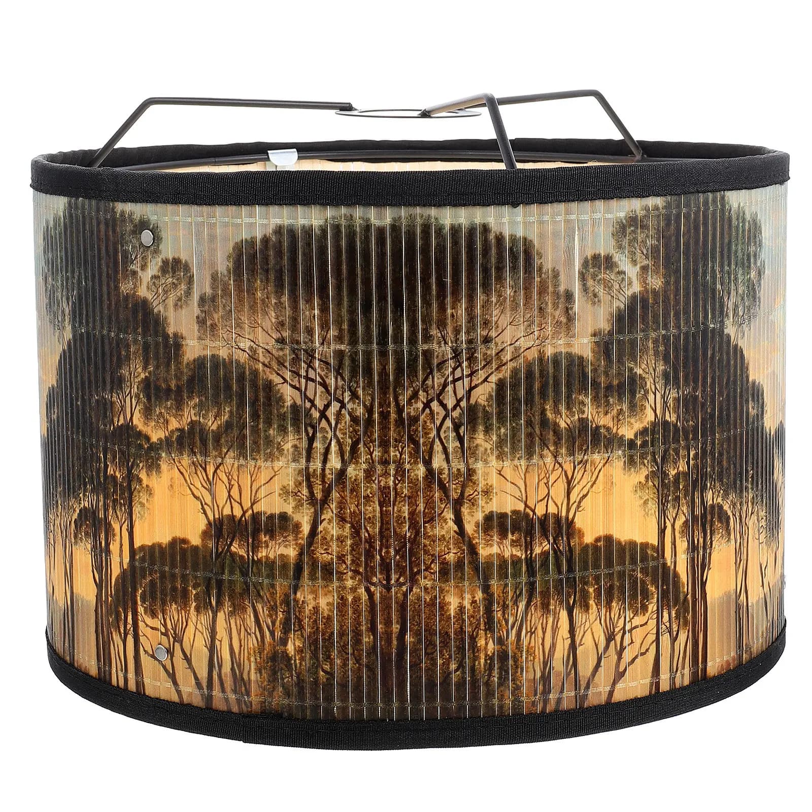 Copertura per Paralume in Bambù Rotonda, Decorativa, Stile Retrò, per Camera da Letto e Soggiorno, Illuminazione Diffusa Calda in Stile Europeo