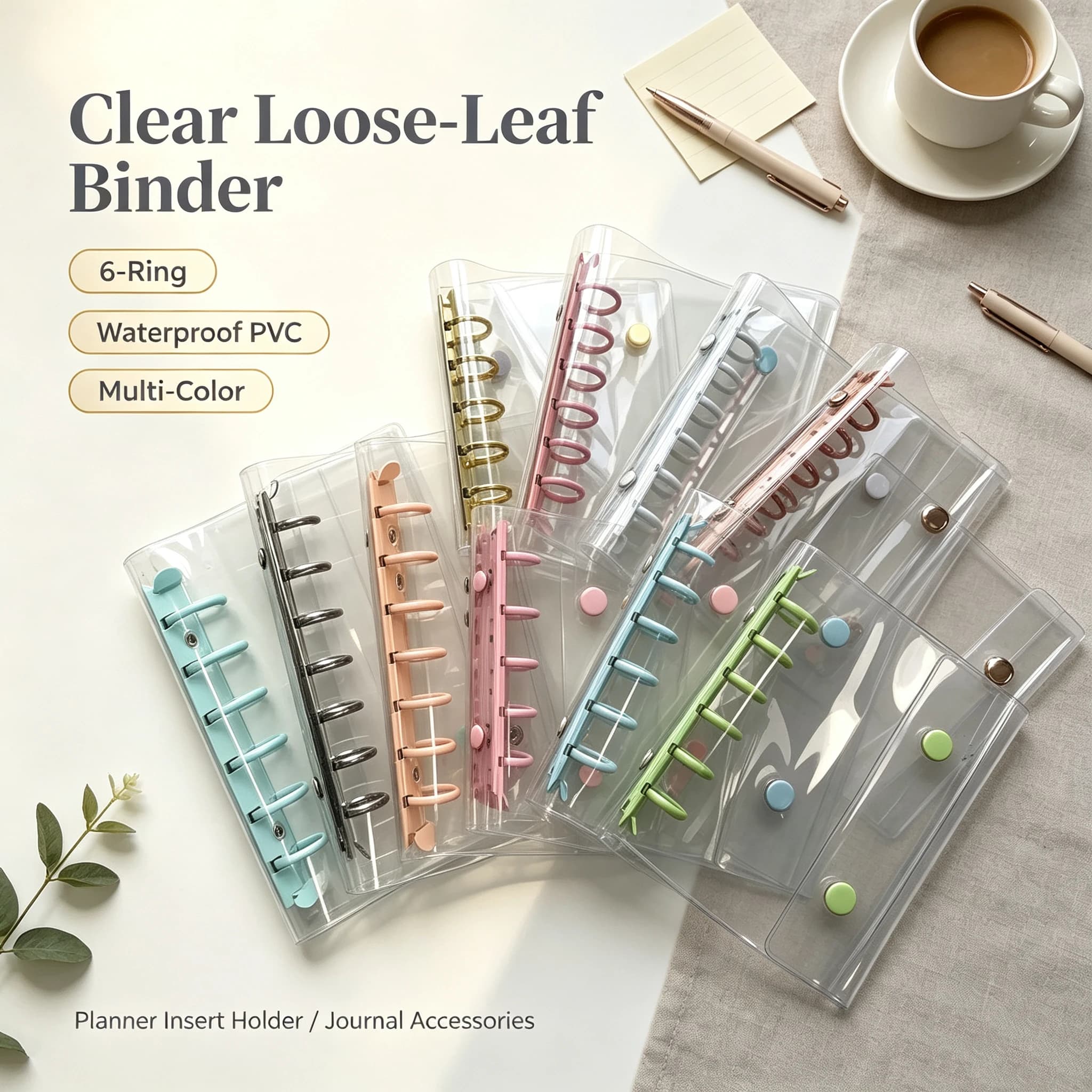 A7 Widening Double Button Transparent PVC Soft Cover Binder Cover Journal Sketchbook Accessories Diary Office Supplies