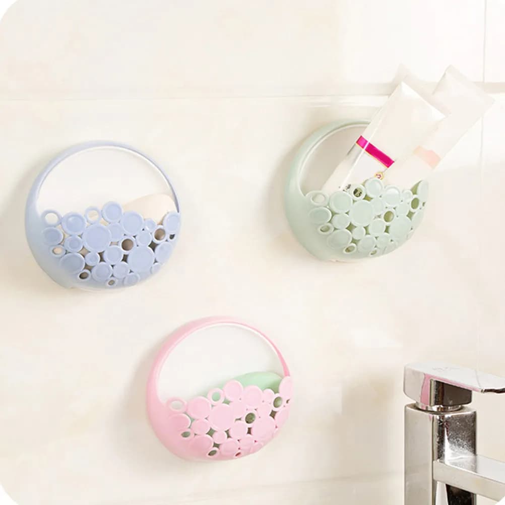 Suction Cup Soap Dish Holder Pink Wall Mounted Soap Saver Dispensers for Shower Bathroom Tub Kitchen Sink No Drilling