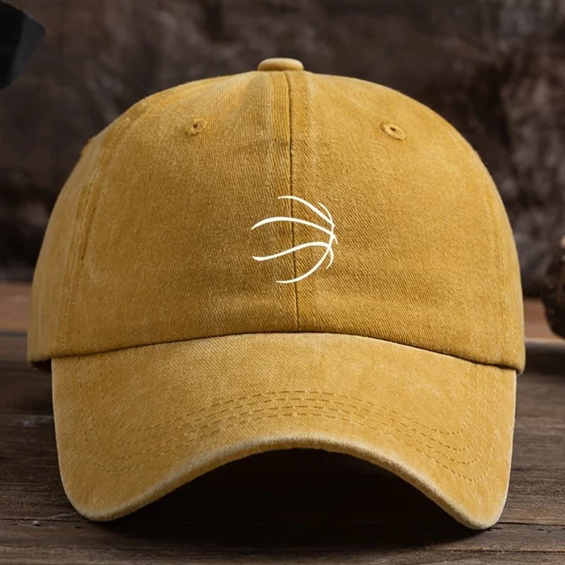Berretto da baseball da uomo stampato da calcio, cappello da esterno con visiera curva per protezione solare e berretto a becco d'anatra regolabile, alla moda