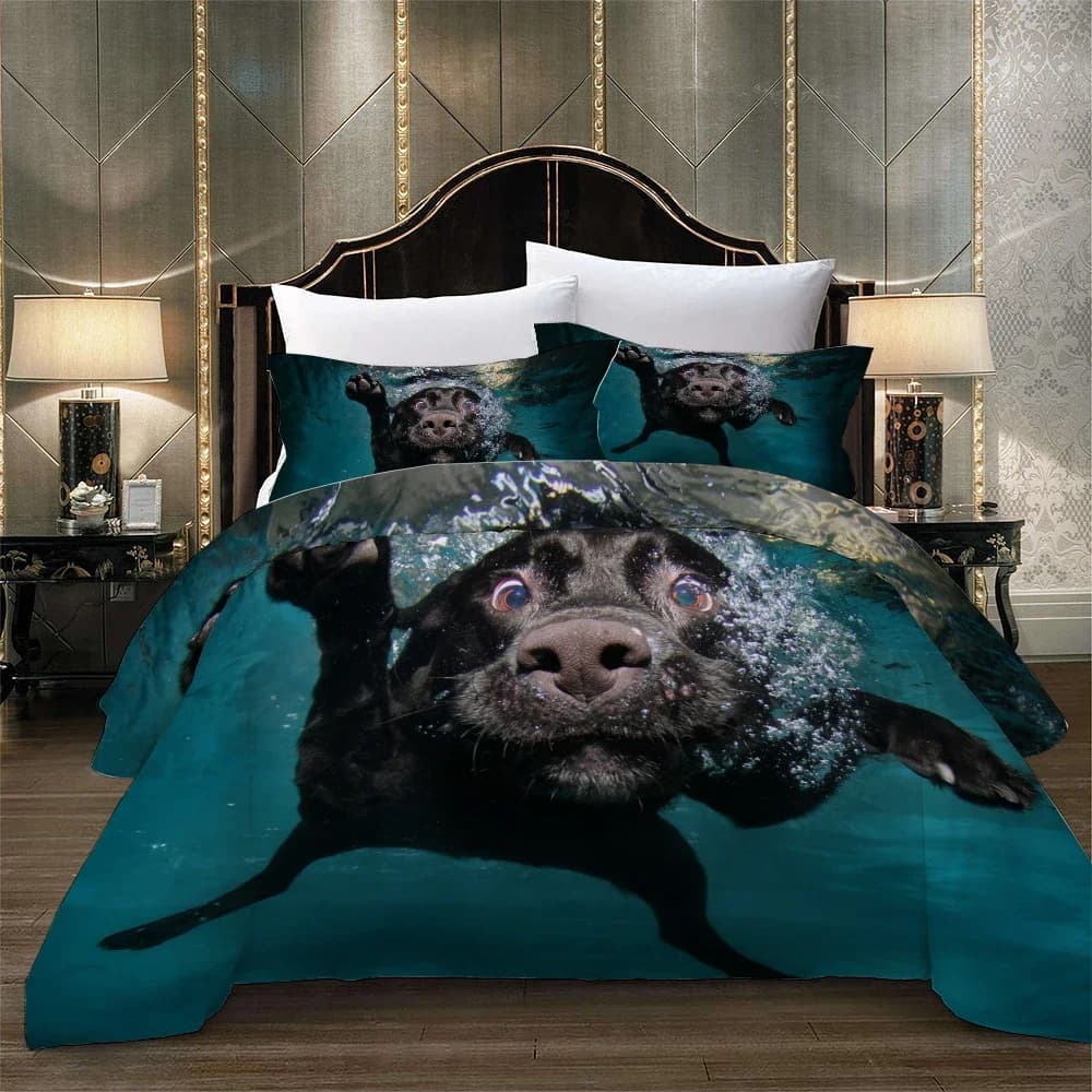 Biancheria da letto Inverno 2/3 pezzi Set letto Nuoto Cane Set biancheria da letto per bambini Stampa digitale 3D Bassotto Set copripiumino Dropship Ropa De Cama