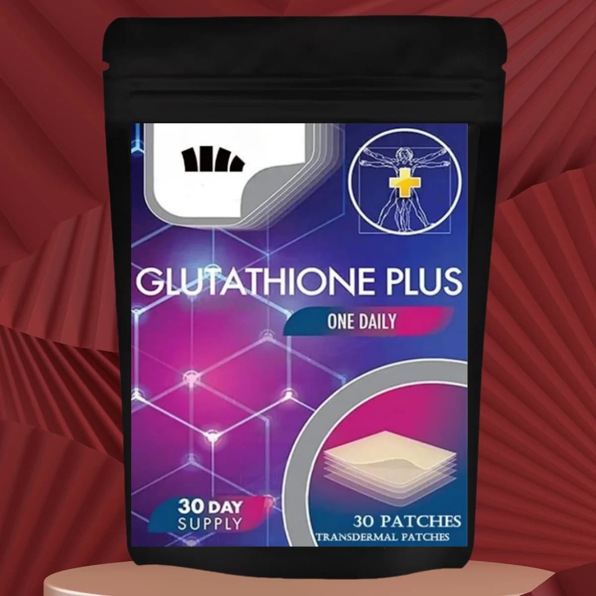 Transdermal glutathione patches with Marian cardo, Nac, collagen, vitamin C - Cellular well-being, radiant skin 30 patches