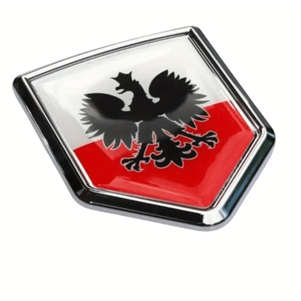 Polonia Polski bandiera polacca emblema scudo forma auto moto decalcomania cromata emblemi auto aquila nera