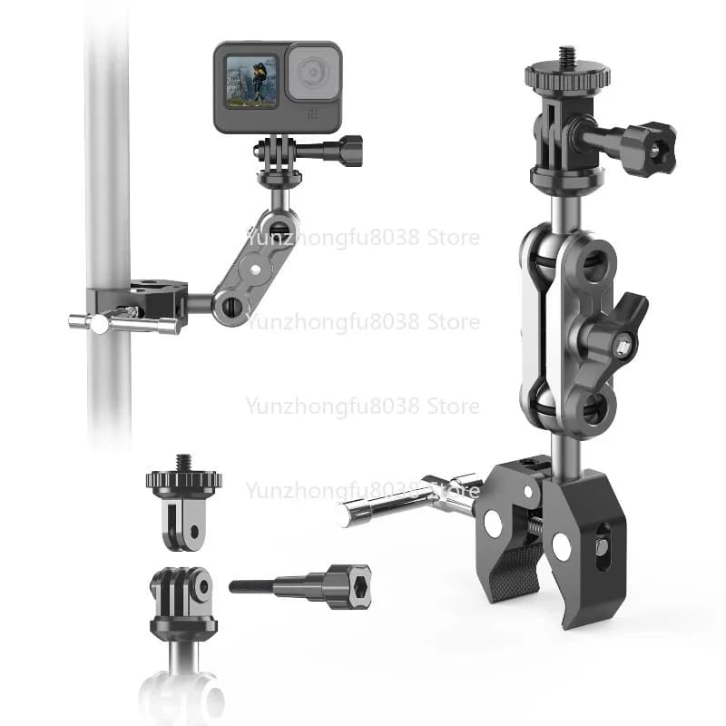 Mounting device kit, magic arm with ball head with device, super device with anti-slip thread for GoPro, webcam, camera