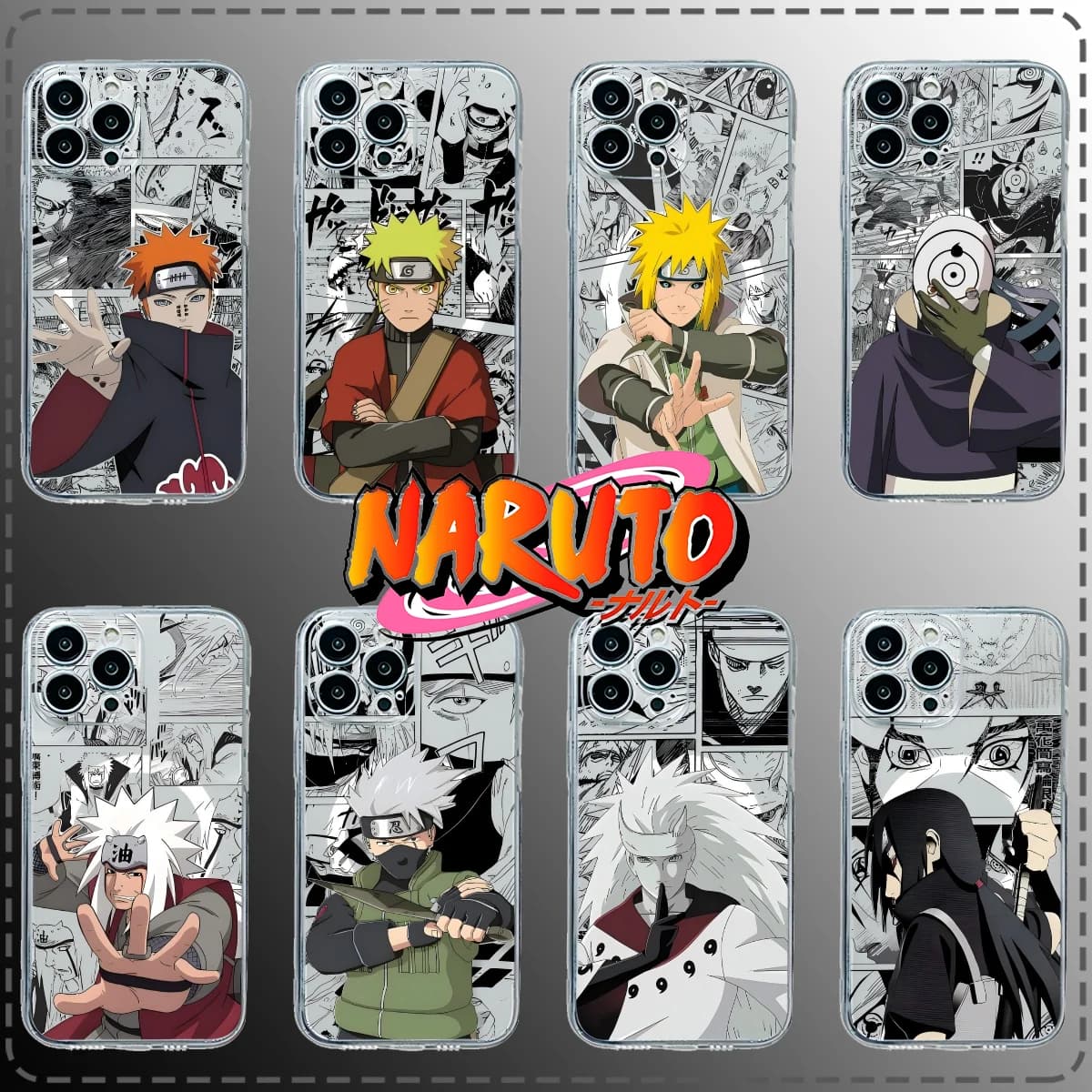 Custodia Magnetica per iPhone 17 16 15 14 13 12 11 8 7 Air Plus Pro Max X XR XSMax in TPU Morbido Trasparente con Design Anime Naruto