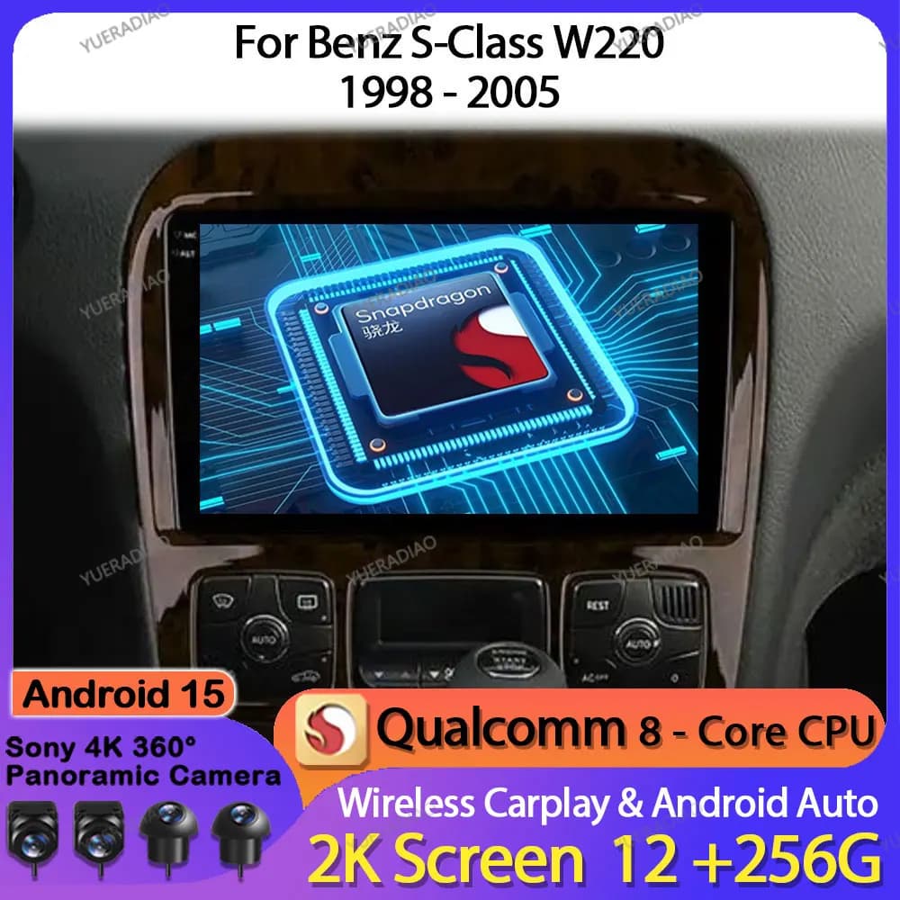 Android 15 Autoradio Per Mercedes Benz Classe S W220 S280 S320 S350 S400 S430 S500 S600 AMG 1998 - 2005 Lettore Video Multimediale
