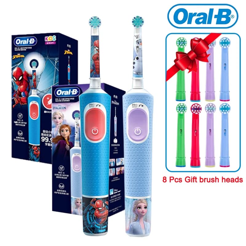 Oral-B D103K Spazzolino elettrico per bambini Spazzolino rotante per bambini Setole morbide Timer da 2 minuti Alimentato a batteria impermeabile per bambini dai 3 anni in su