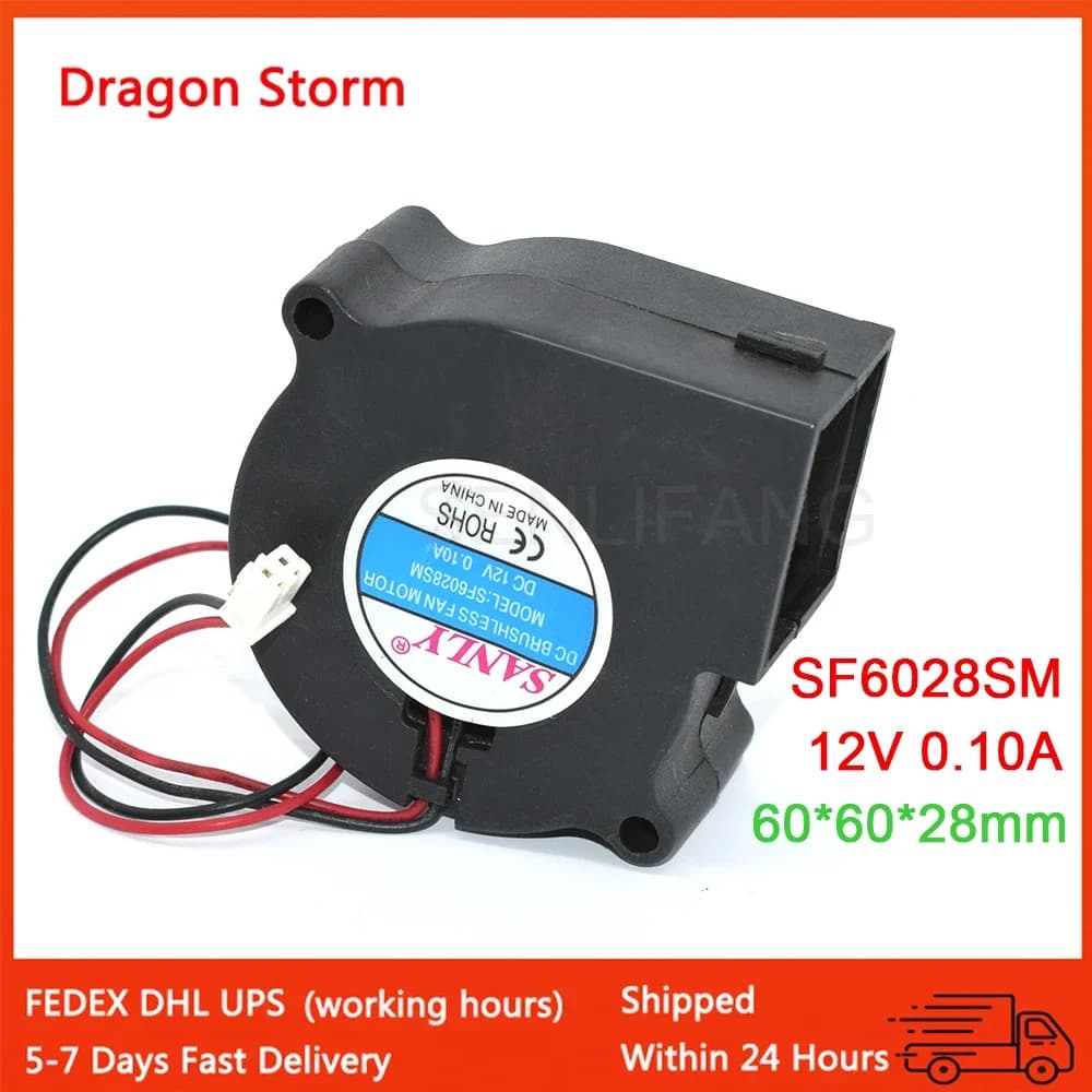 Nuovo originale per SANLY SF6028SM DC12V 0.10A 6028 60mm 2-Wire muto Turbo ventilatore ventola umidificatore deumidificatore ventola di raffreddamento