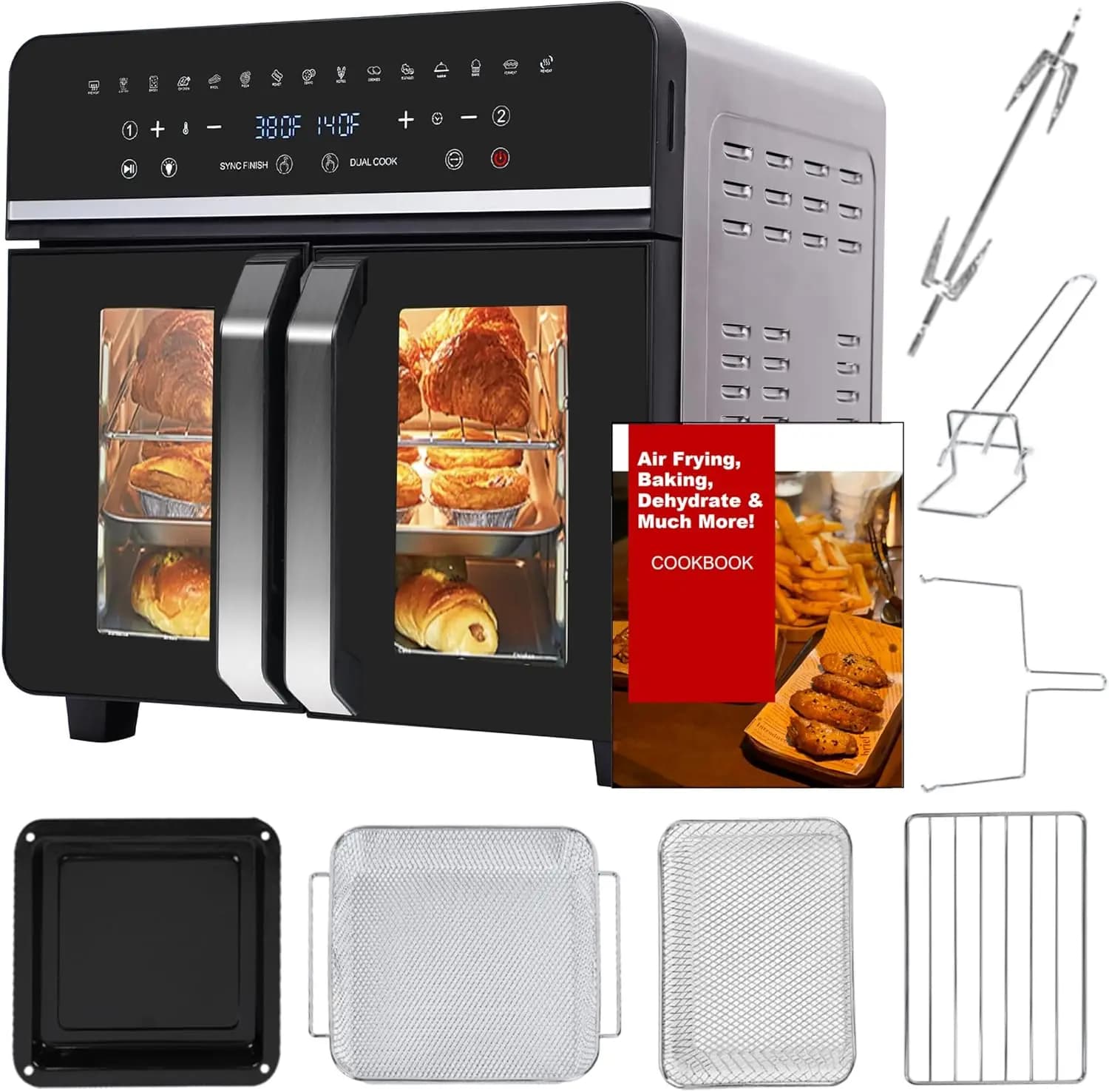 24Qt - 15 functions, double zone control, stainless steel, 13 accessories and recipe book