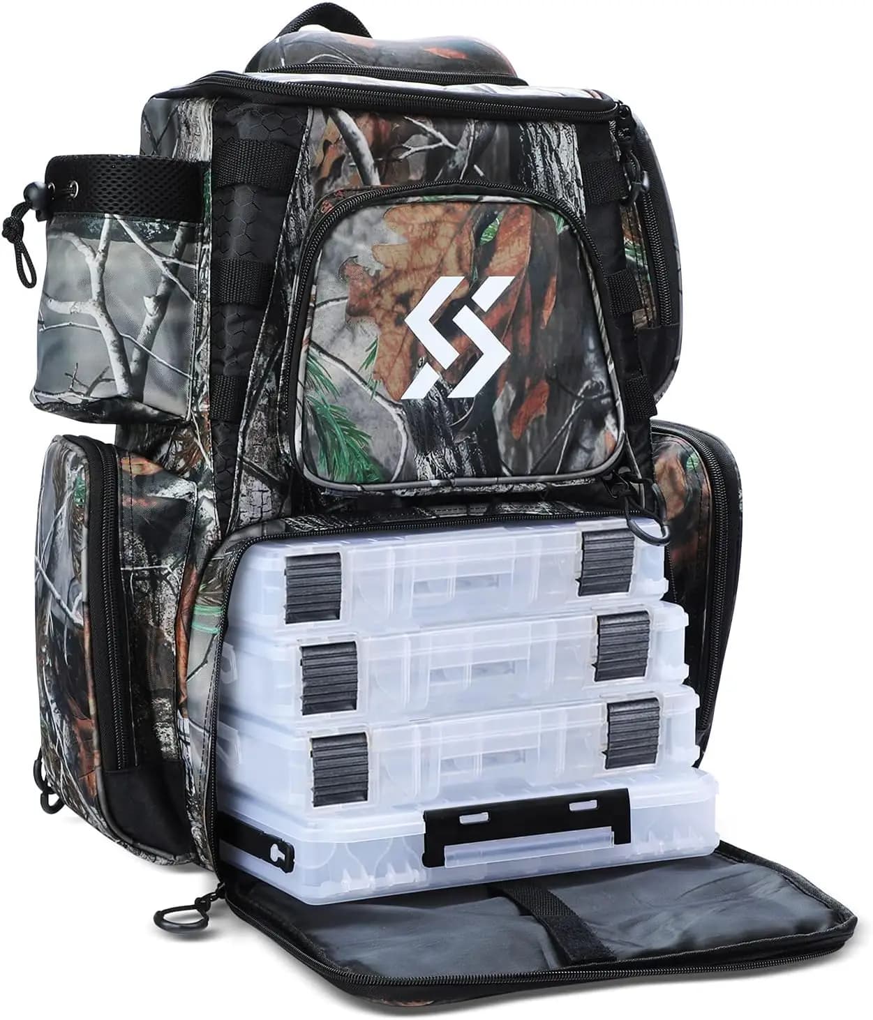 Waterproof Backpack for Fishing Equipment with 4 Trays Bearings, Tool Box Resistant for Fishermen